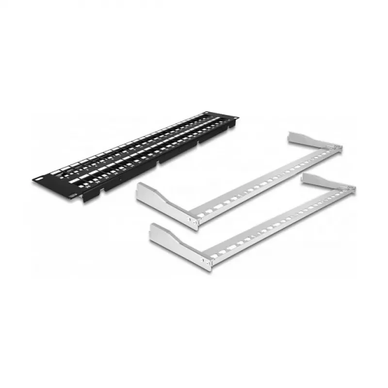 DeLOCK 19 inch Keystone patchpanel 48 poorten met trekontlasting 2U zwart