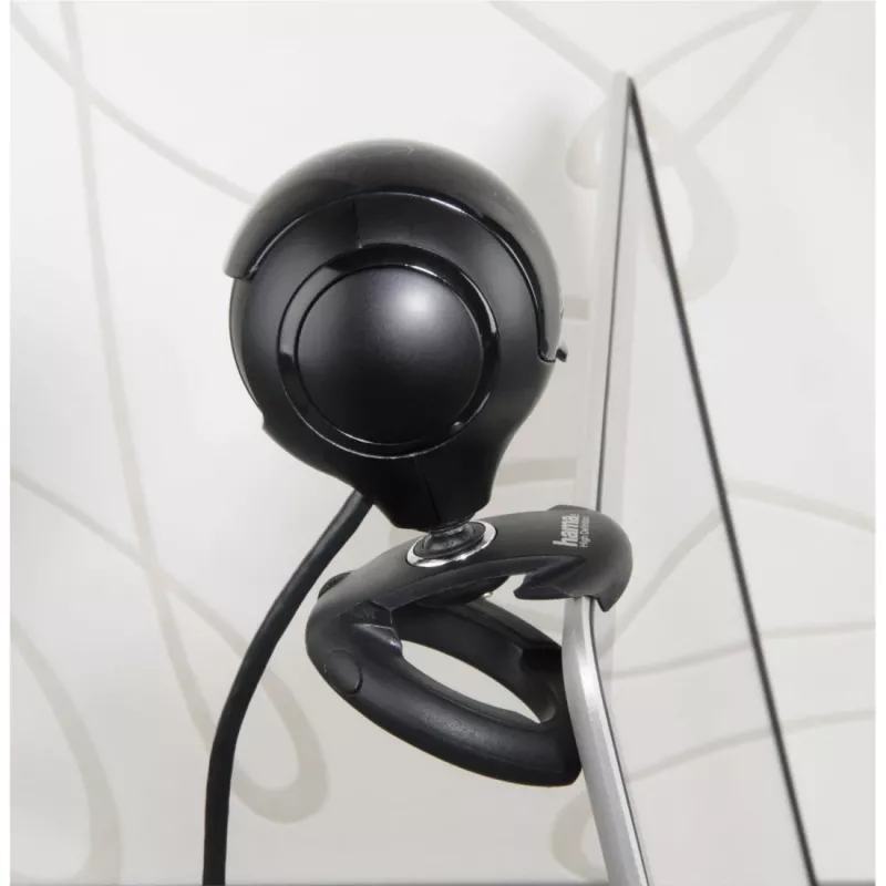 Hama 00053950 Spy Protect HD webcam, 1,3 MP, 1280 x 720, 30 fps, ingebouwde microfoon, USB 2.0, zwart