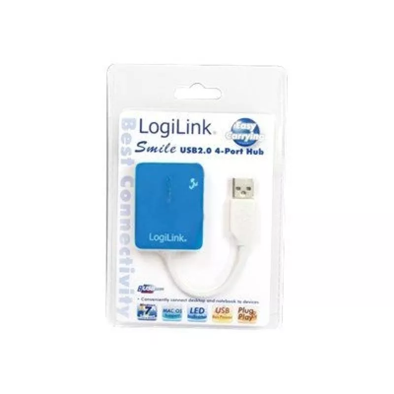 LogiLink USB 2.0 4-poorts hub - blauw - Windows 98SE/ME/200/XP/Vista/2003/7 (UA0136)