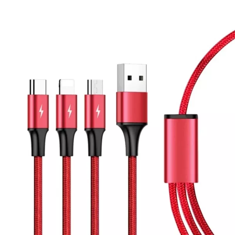 UNITEK C4049RD USB-kabel 1,2 m USB A USB C/Micro-USB B/Lightning rood