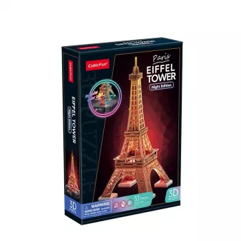 3D-puzzel Cubicfun Eiffeltoren nachteditie LED van cubicfun model 306-L534H – verlichte architectonische 3D-puzzel