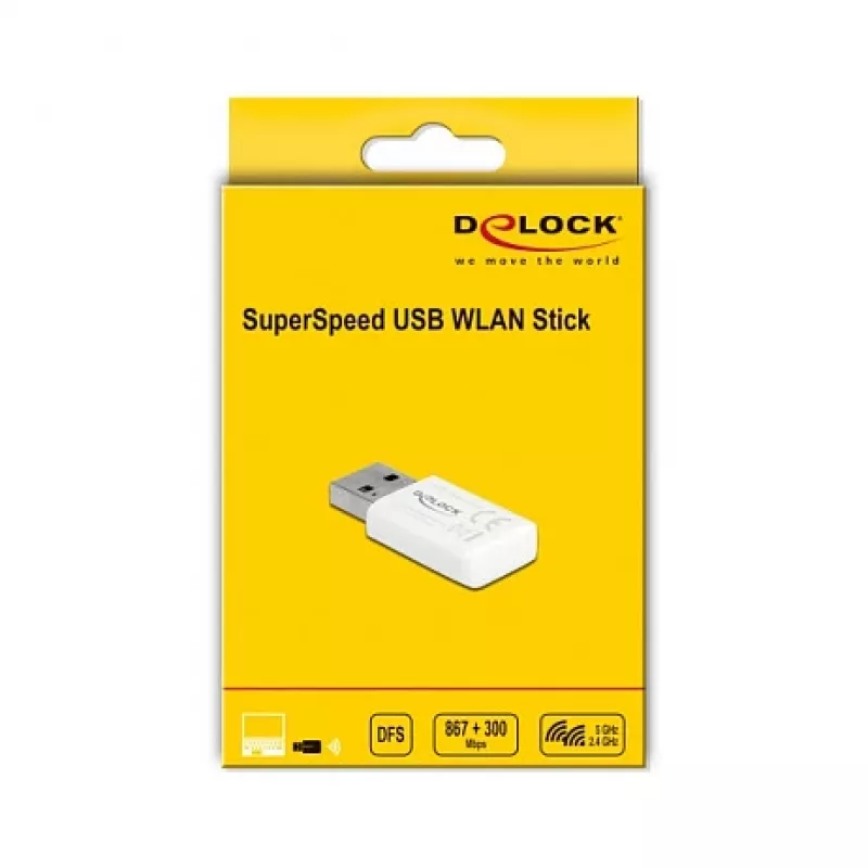 WLAN-netwerkkaart DeLOCK 12770 USB 5000 Mbit/s draadloos wit