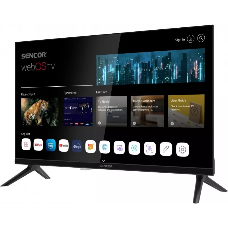 24 inch SENCOR SLE 24S803B HD Ready SMART TV met webOS, Wi-Fi, Bluetooth, DVB-T2/C/S2, 1366×768