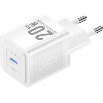 Vention mobiele oplader FEPW0-EU – 20W USB-C AC-oplader voor binnen voor smartphone, tablet, smartwatch, hoofdtelefoon, wit