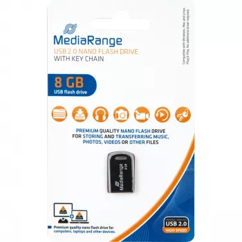 MediaRange Nano - USB-flashdrive - 8 GB - USB2.0 - zwart (MR920)