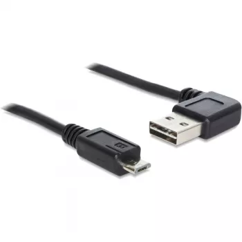 Delock Easy - USB-kabel - USB (M) haaks links/rechts, omkeerbaar naar Micro-USB Type-B (M) recht - USB2.0 - 50 cm - zwart (85163)