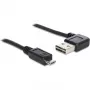 Delock Easy - USB-kabel - USB (M) haaks links/rechts, omkeerbaar naar Micro-USB Type-B (M) recht - USB2.0 - 50 cm - zwart (85163)