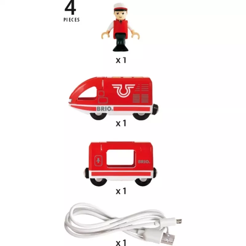 World rode accu-reistrein, speelvoertuig rood