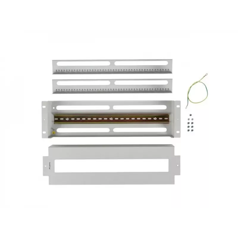 Lanberg AK-VDP103-S 19-inch 3U spanningsverdeelpaneel met DIN TS-35-rail, grijs