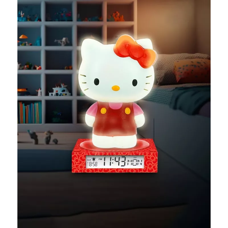 3D-nachtlamp Kids Euroswan HK50198 met Hello Kitty-design en ingebouwde wekker