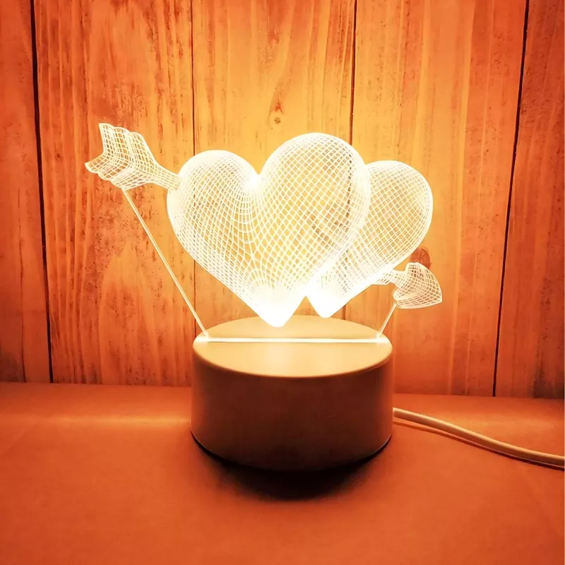 Nachtlamp Extralink HOME 3D optische illusie 'Pierced Hearts' USB nachtlamp
