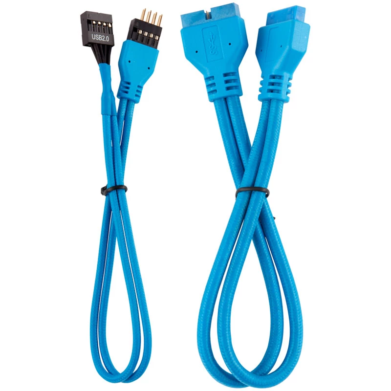 Corsair Premium Sleeved verlengkabelset voor frontpaneel, blauw