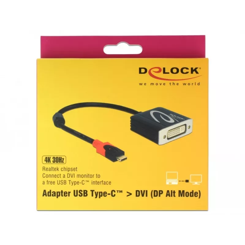 Videokabel-adapter DeLOCK 61213 USB Type-C naar DVI 0,2 m zwart