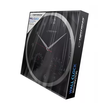 Esperanza Washington EHC008K mechanische wandklok, rond, zwart