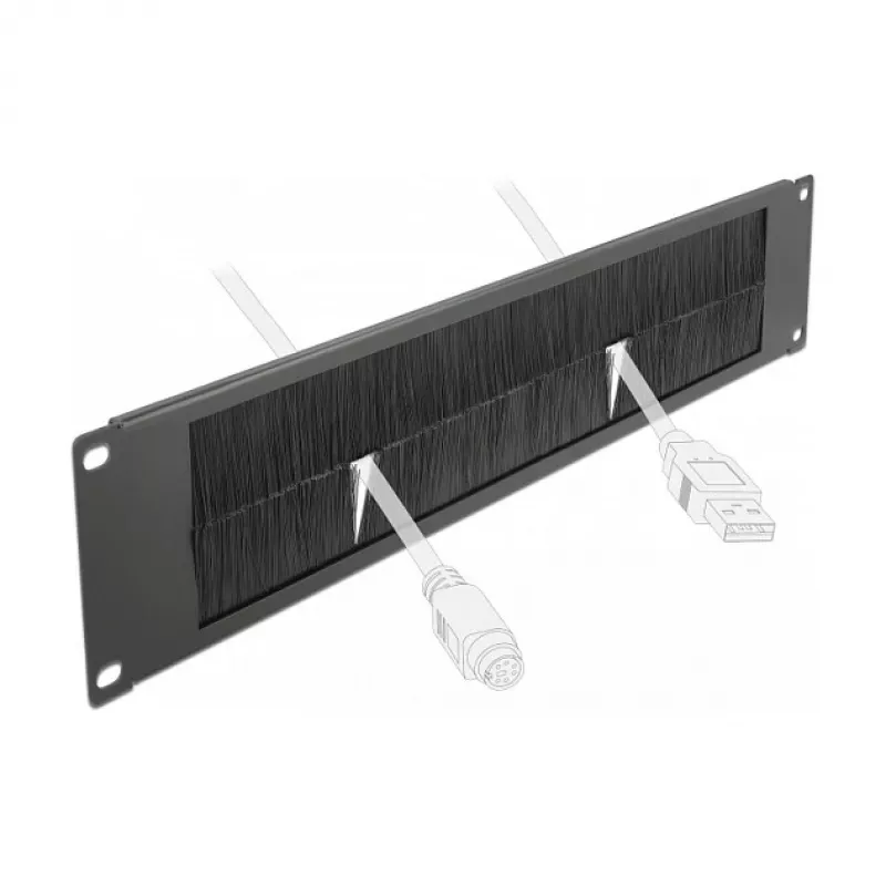 Brush Panel DeLOCK 19 inch kabelmanagement borstenstrip 2U zwart