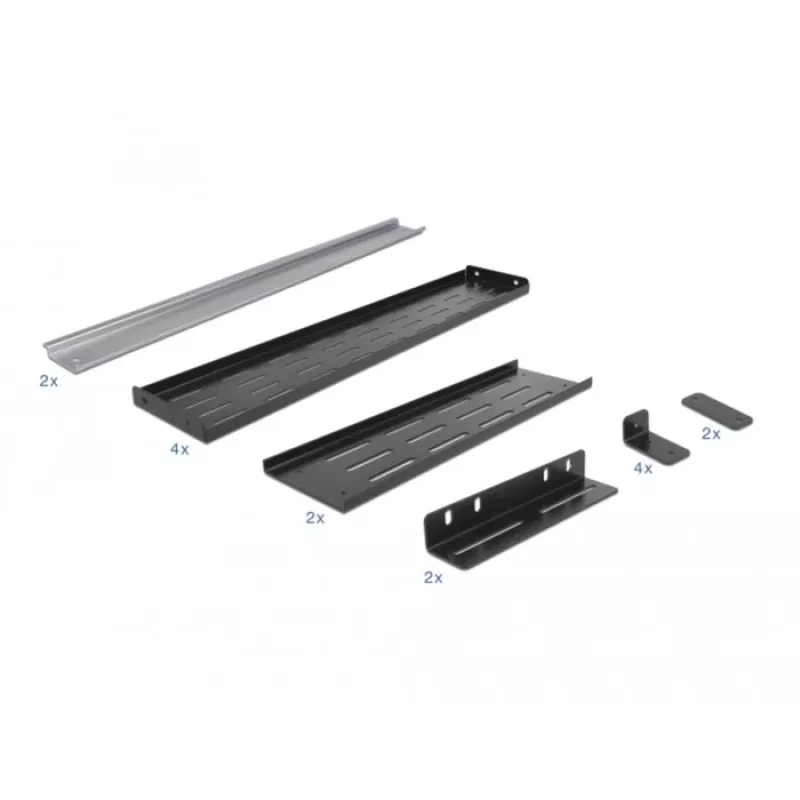 Delock DIN-rail montagekit - rack monteerbaar - zwart - 4U - 48,3 cm (19