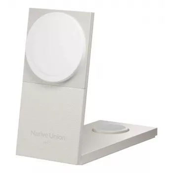 Draadloze oplader Native Union Rise 3-in-1 Qi2 — USB, 2 m kabel, lichtgrijs (zandsteen)