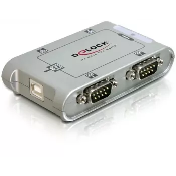 Delock 87414 USB 2.0 naar 4x serieel RS-232 adapter, incl. 1 m verlengkabel, zilver
