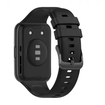 Siliconenarmband FIXED voor Huawei Watch Fit 2 – zwart, vervangende band zacht flexibel