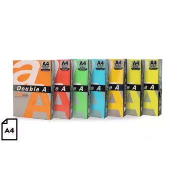 Kleurpapier Double A, 80 g, A4, 100 vel, Rainbow 5, 5 kleuren