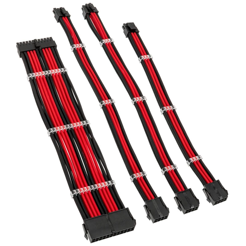Kolink Core Standard Braided kabel extension kit – diepzwart / racingrood, 24-pin + 8-pin + 6+2-pin + SATA
