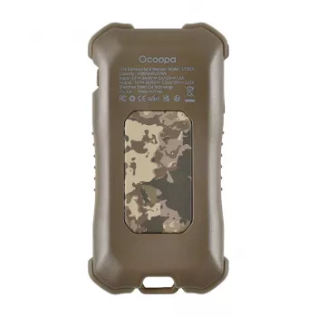 Elektrische kachel Ocoopa UT3201 camouflage — draagbare keramische ruimteverwarming met 10.000-mAh-powerbank en tot 18 uur werking