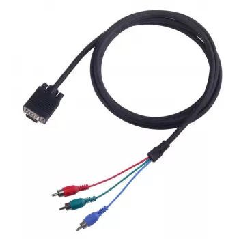 VGA-naar-3×RCA-kabel SBOX VGA-1022 M/M 2 m, VGA-stekker naar drie RCA-composite, 2 meter lengte