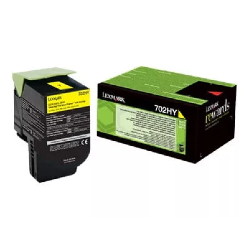 Toner Lexmark cartridge 702HY geel 70C2HY0 3000 pagina's