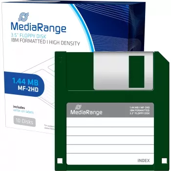 Floppy disk MediaRange MR200 3,5 inch 1,44 MB 10-pack, rood en geel