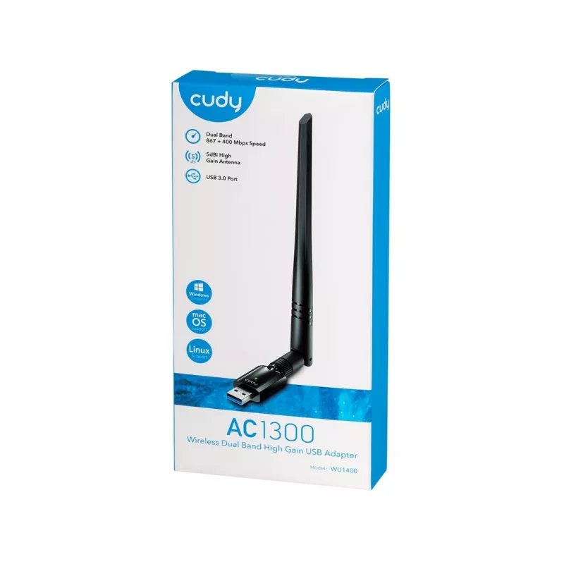 Netwerkkaart Cudy WU1400 WLAN 867 Mbit/s USB dualband Wi-Fi 5