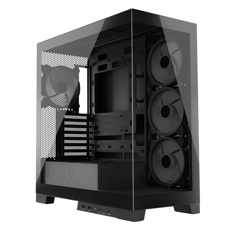 Pc-behuizing MODECOM Volcano SPACE APEX ARGB midi tower, gehard glas, USB-C, ondersteunt ATX/microATX/Mini-ITX, GPU tot 430 mm, CPU-koeler tot 180 mm