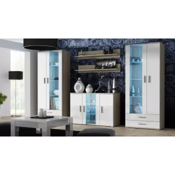 Cama sideboard 120 cm SOHO S7 Sonoma-eiken/wit glanzend