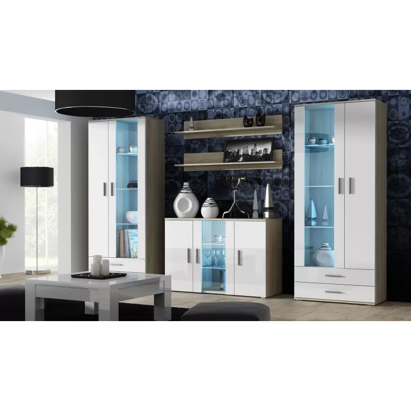 Cama sideboard 120 cm SOHO S7 Sonoma-eiken/wit glanzend