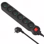 Verlengsnoer MACLEAN MCE225 — 1.5 m kabel, 6 Type F AC-stopcontacten, binnen, zwart