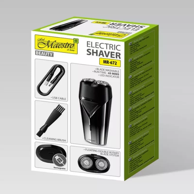 Elektrisch scheerapparaat Maestro MR-672 USB oplaadbaar waterdicht – reisvriendelijke foliescheerder
