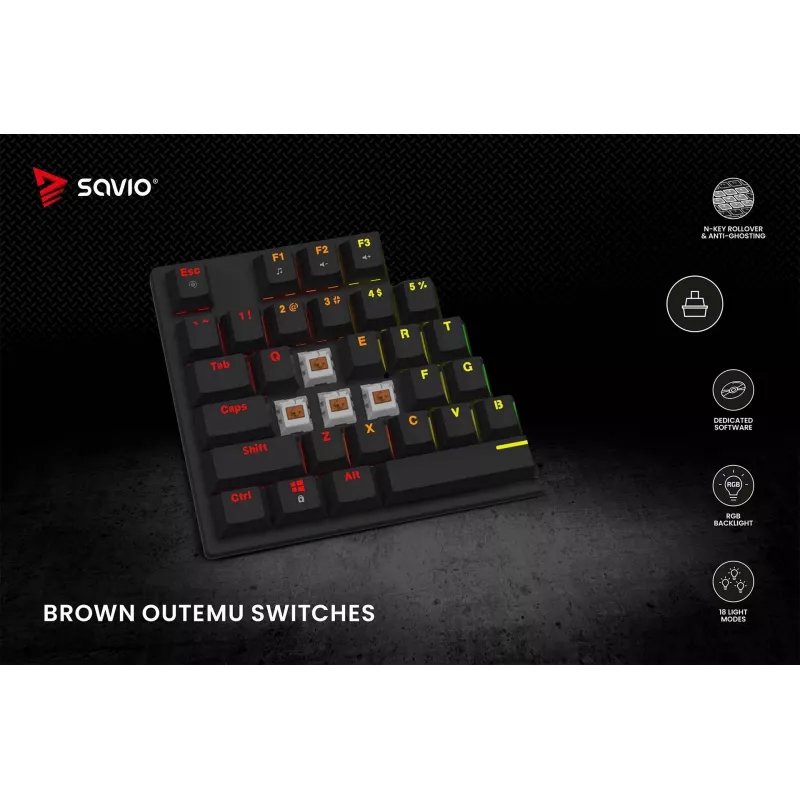 Savio mechanisch toetsenbord RGB Tempest X2 Outemu Brown