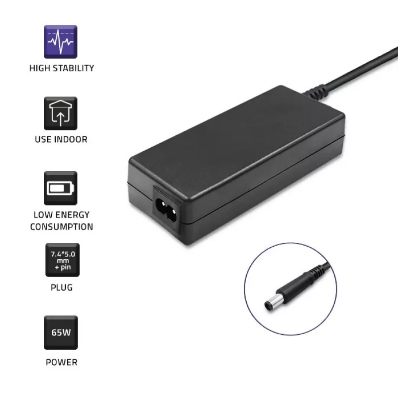 Qoltec 51519 (7,4 x 5,0 mm + pin) 65 W 3,34 A 19,5 V AC-oplader voor Dell notebooks
