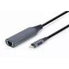 Netwerkadapter Gembird A-USB3C-LAN-01 Type-C USB 3.2 Gen 1, Gigabit RJ-45, 0,15 m kabel, metalen behuizing, grijs/zwart