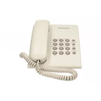 Analoge telefoon Panasonic KX-TS500PDW — 16 toetsen, wit, tafel-/wandmontage, 100 nummers telefoonboek