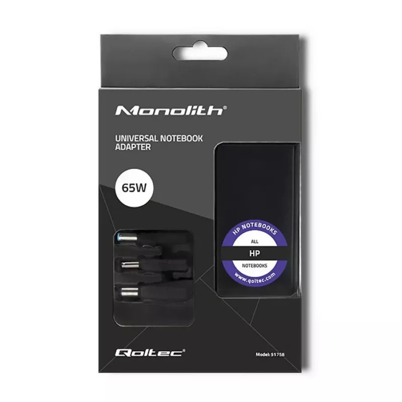 Voeding Qoltec 51758 indoor 65 W zwart