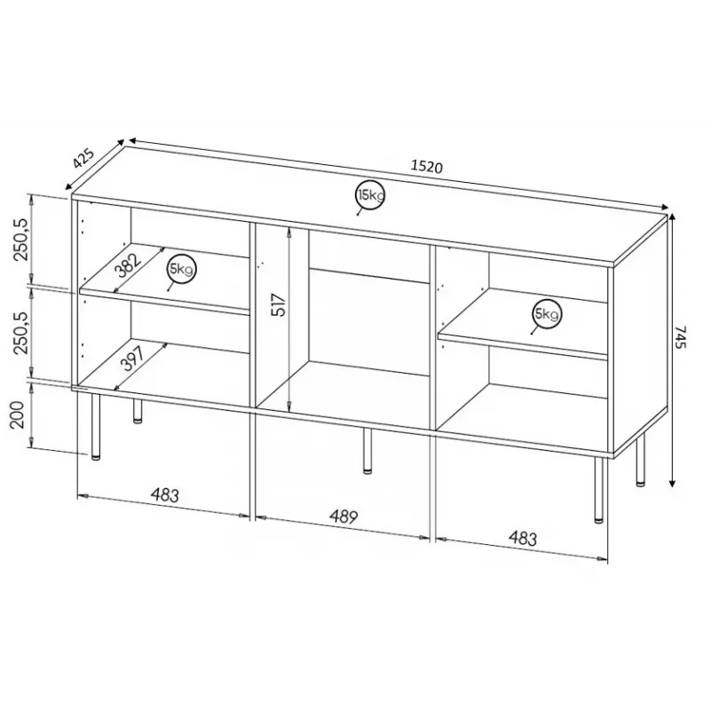 HOLE dressoir 152x42,5x74,5 cm wit mat