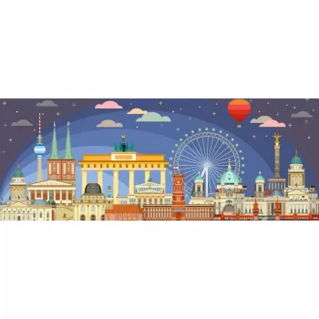 Puzzel Ravensburger panorama Nacht in Berlijn 1000 stukjes, panoramaformaat
