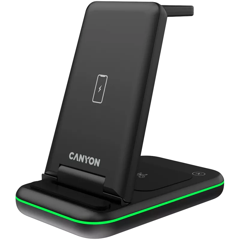 CANYON draadloze oplader WS-304 15W 3in1 zwart