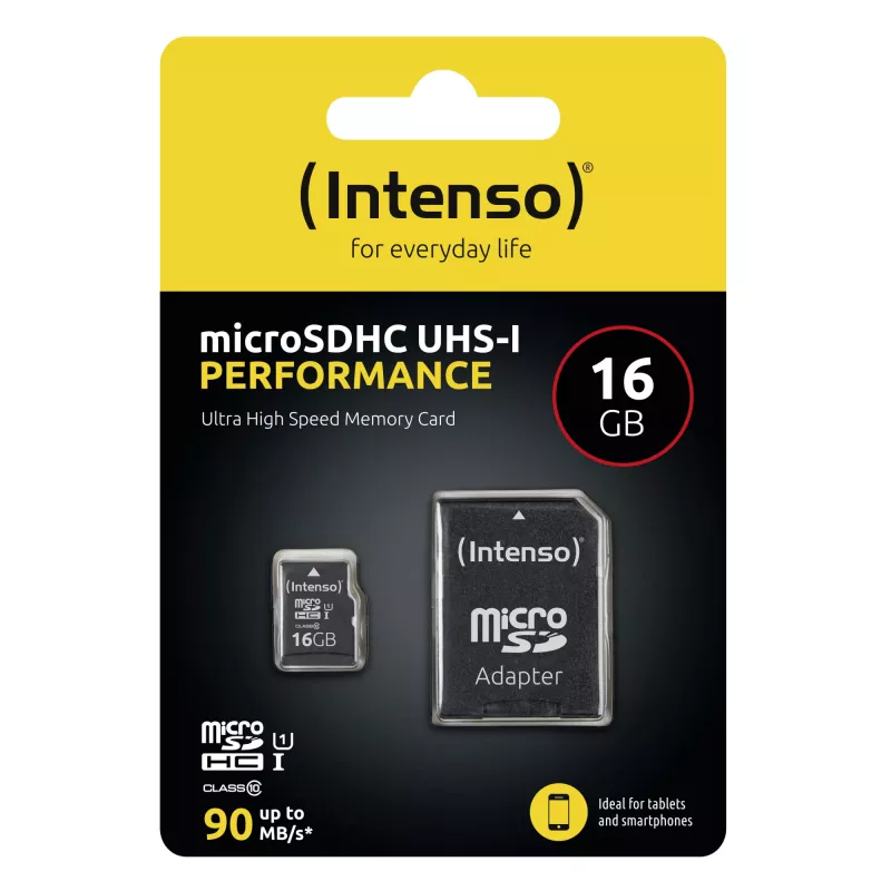 Intenso Performance - flashgeheugenkaart (microSDHC/SD-adapter inbegrepen) - 16 GB - UHS-I U1 / Class10 - microSDHC UHS-I