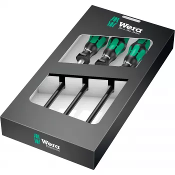 391/3 slangklem-schroevendraaierset zwart/groen, 3-delig, met flexibele schacht