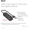 USB-hub CLUB3D USB 3.2 Gen1 Type-A met 3 aansluitingen en Gigabit-Ethernet