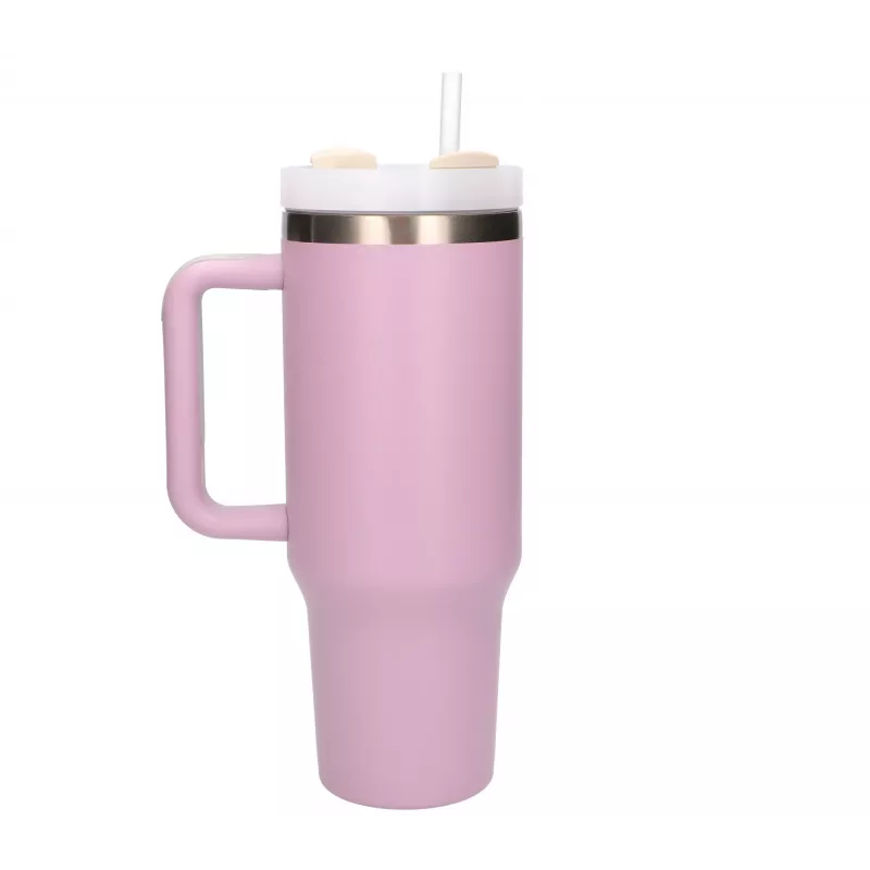 Extralink Black Forest Thermosbeker met rietje en handvat, 1200 ml, Powder Pink