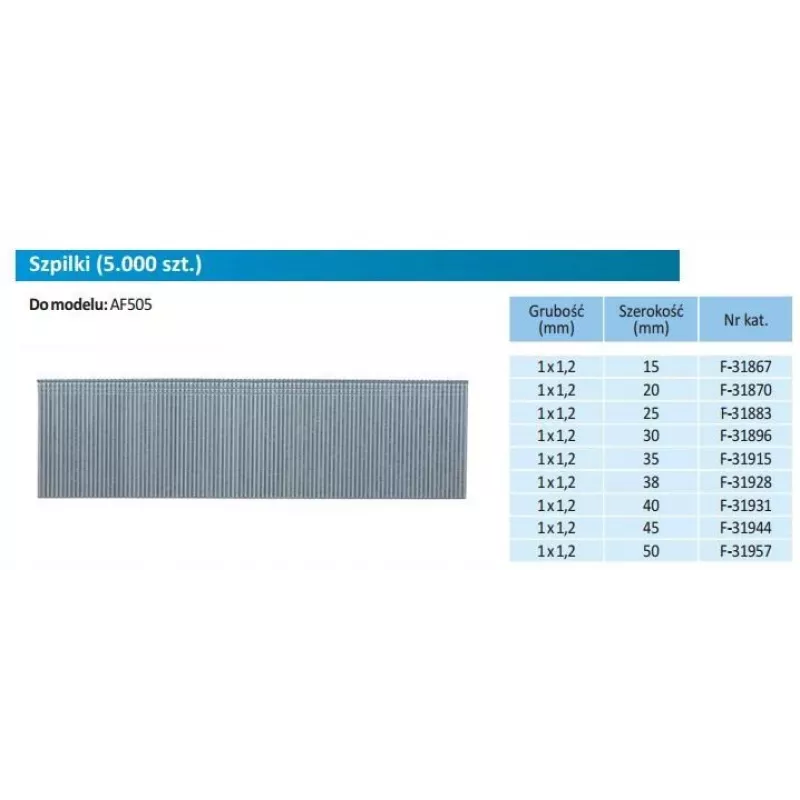 Makita F-31957 Brad-nagels, 1,2 x 50 mm, 5000 stuks
