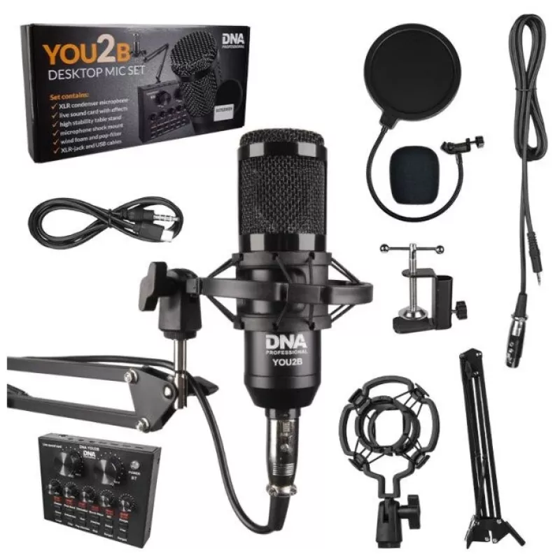 Microfoonkit Bitmat DNA YOU2B — microfoon, audio-interface, standaard en kabel
