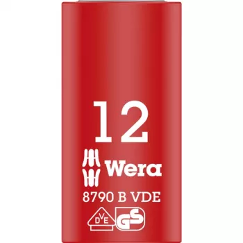 VDE Zyklop-dopsleutelinzetstuk, 12mm, 3/8 rood/geel, geïsoleerd tot 1.000 volt